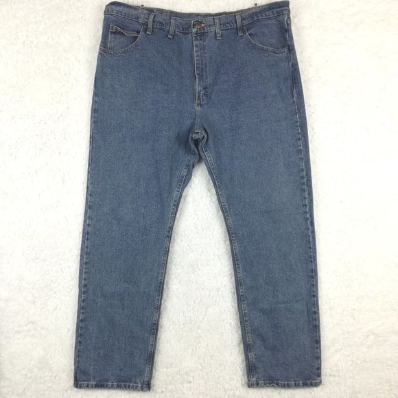 Wrangler Mens Jeans‎ Straight Leg Denim Blue Medium Wash Workwear 44x32 - Picture 1 of 11